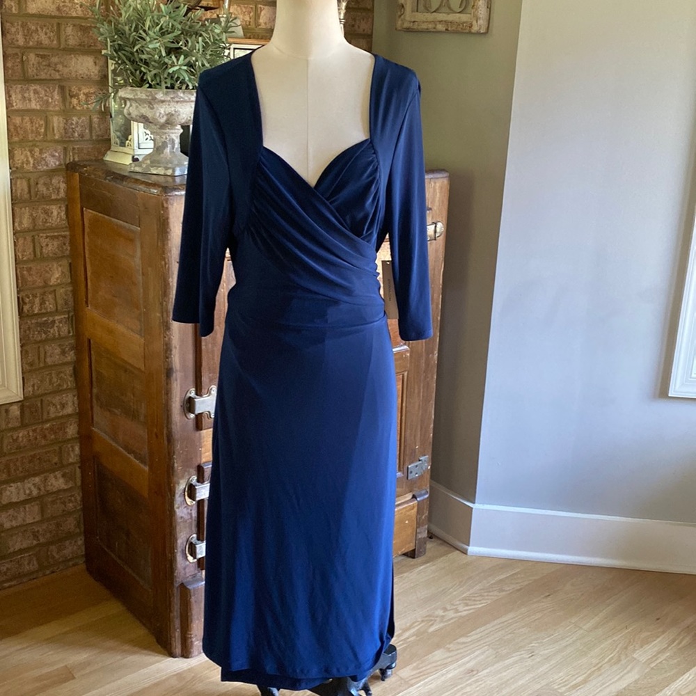 KIYONNA NAVY WRAP DRESS 2 X PLUS NEW